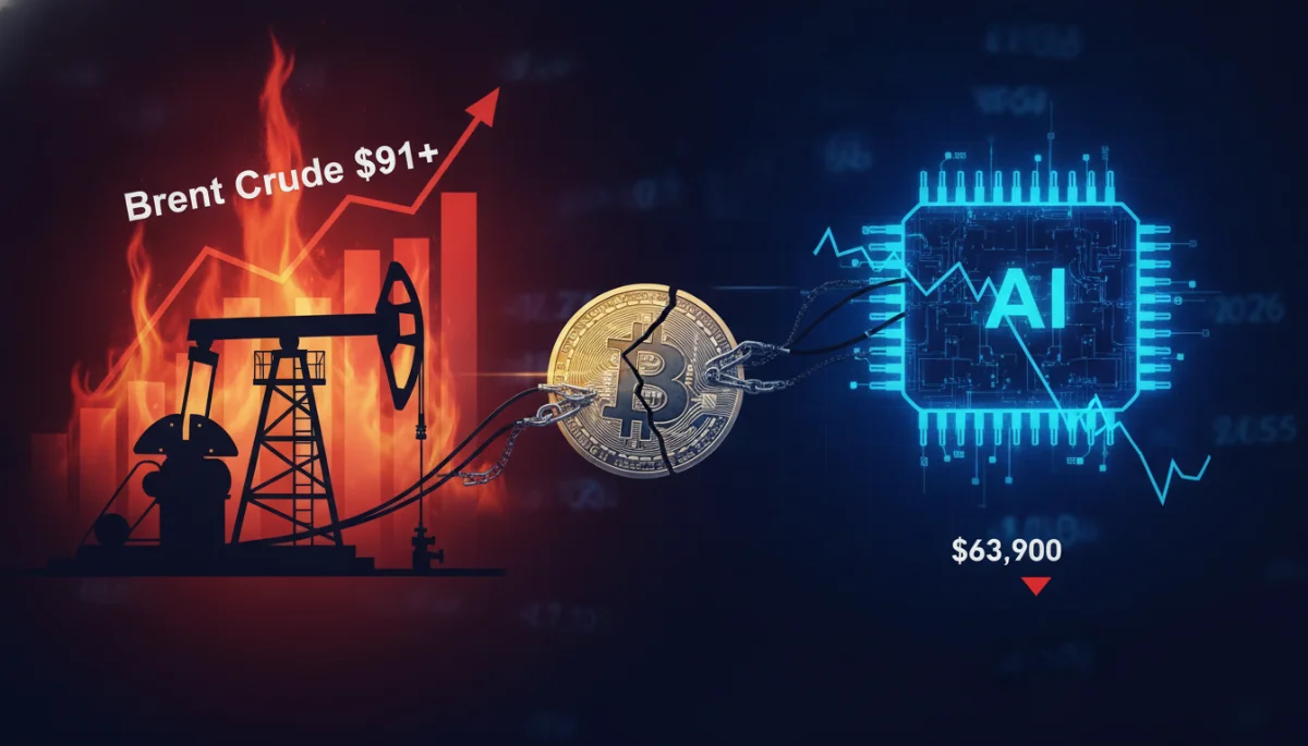 Oil Shock and AI Slump Drive Bitcoin Below $64K Support